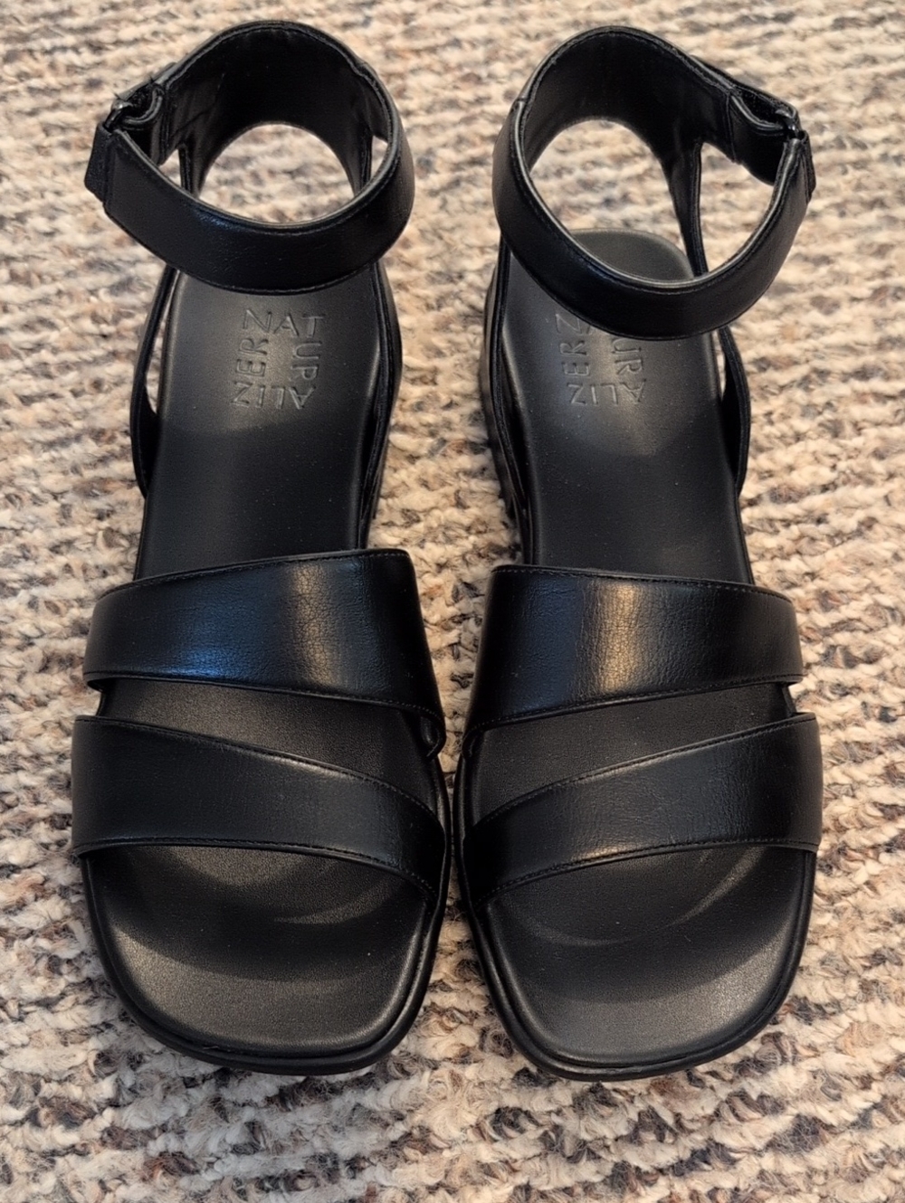 Naturalizer Black Leather Ankle-Strap Comfort Sandals Brand New